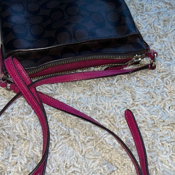Coach Signature Crossbody Bag F35940 Brown & Pink Ruby - Picture 15 of 15